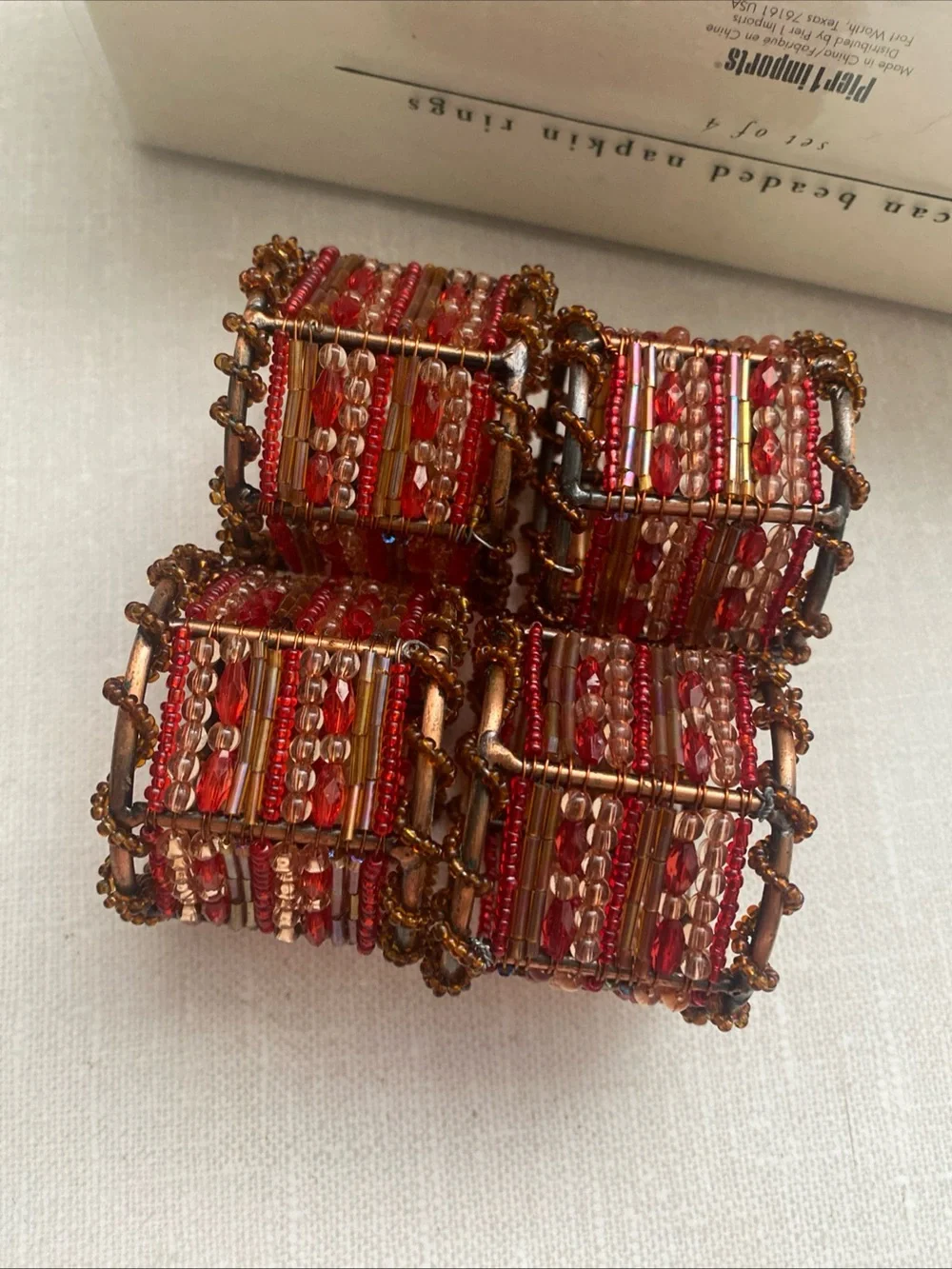 Pier 1 Moroccan Jeweled Napkin Rings Set Of 4 New